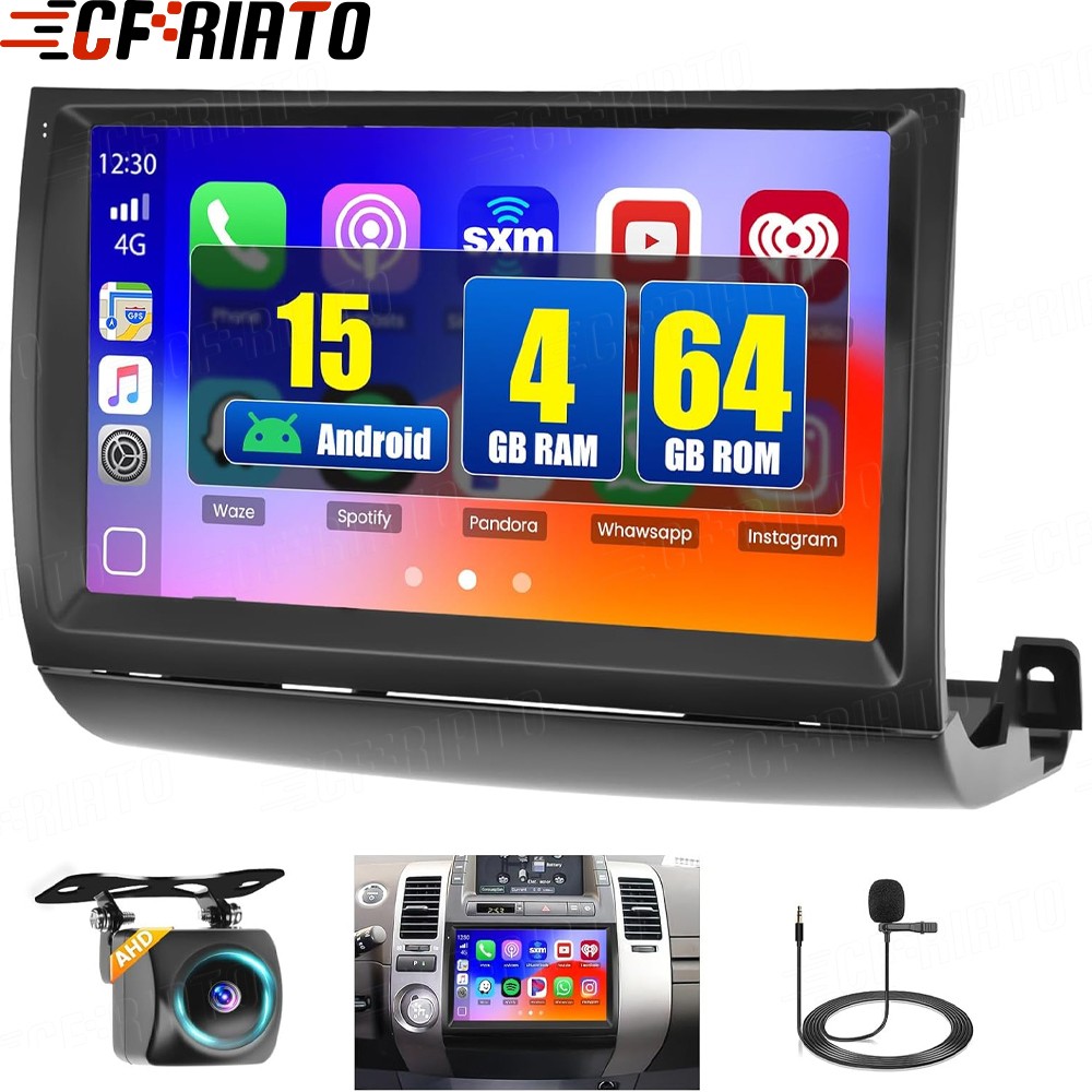4GB+64GB Android 15 Carplay Car Stereo GPS Navi Radio For Toyota Prius 2003-2009