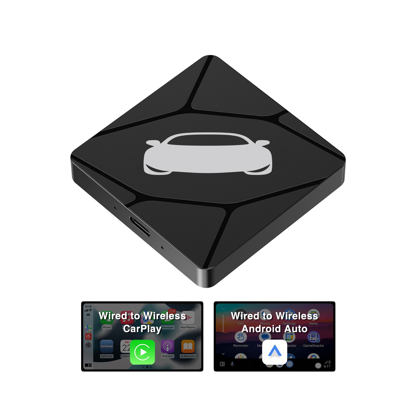 2 In1 Wireless Carplay&Android Auto Box Wired To Wireless Carpay Mini Adapter