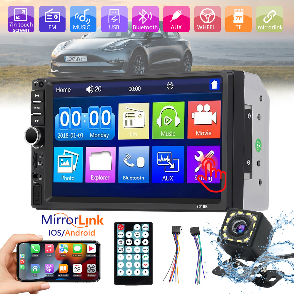Radio Estereo De Pantalla Coche Carro Auto MP5 Tactil 2 DIN Bluetooth Con Camara
