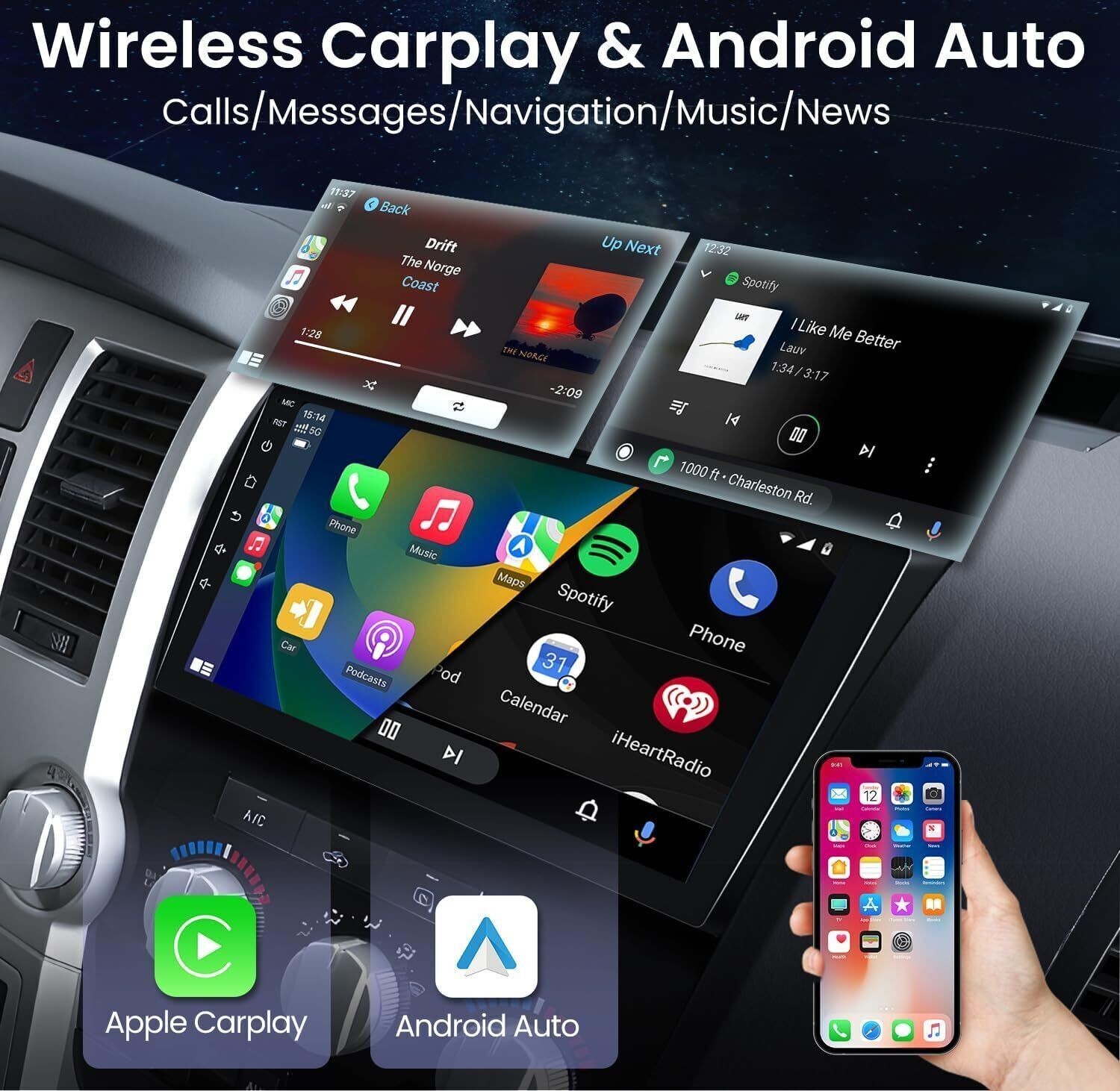Car Radio Stereo Carplay For Toyota Tundra Sequoia 2+32G 10in CarPlay FM