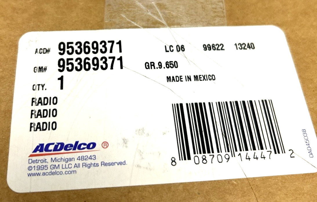 95369371 ACDelco Radio Receiver AM/FM CD MP3 USB AUX 2013-2014 Chevrolet Trax