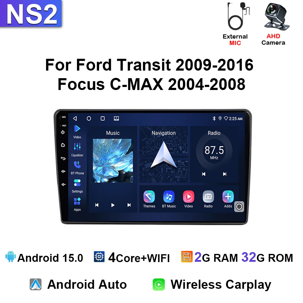 For Ford Focus C-MAX 2004-2008 Android Carplay Car Radio Multimedia Stereo GPS