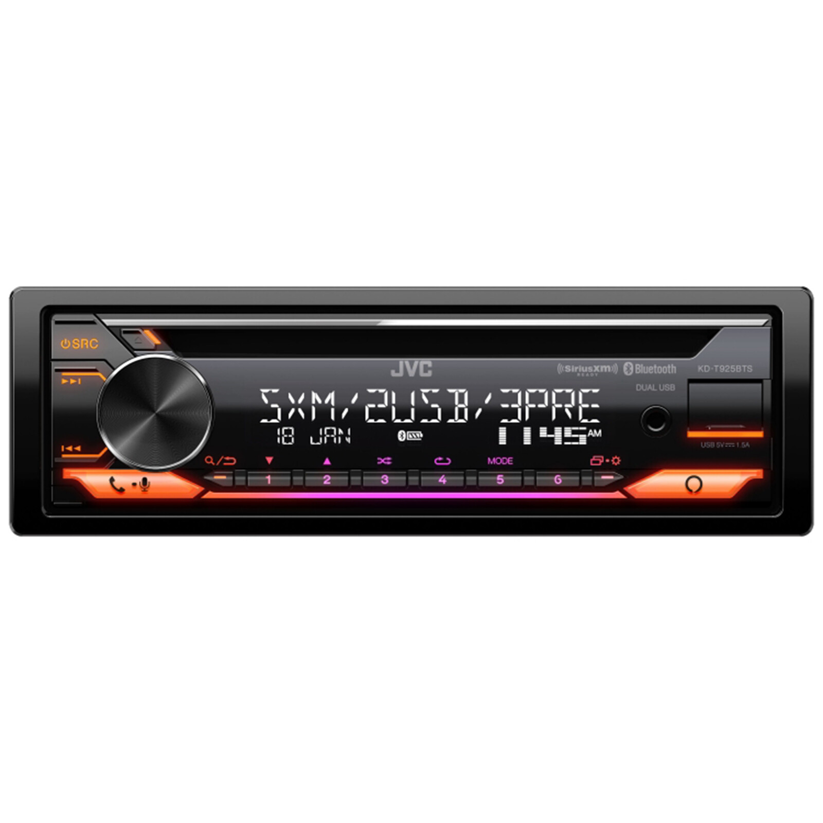 JVC KD-T925BTS Single DIN Bluetooth CD USB/AUX Stereo Car Audio Receiver
