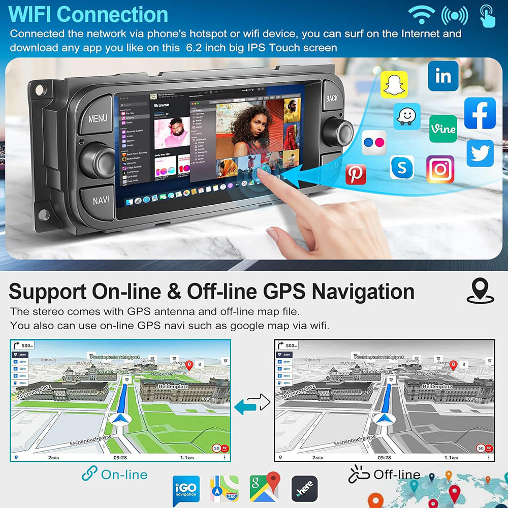 For 2003-2006 Jeep Wrangler 6.86″ Android 13 Carplay Car Stereo Radio GPS Navi