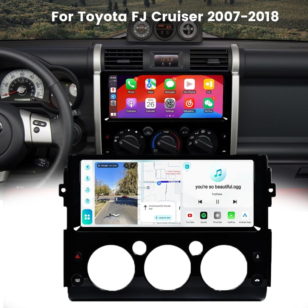 Android 15 GPS Stereo For Toyota FJ Cruiser 2007-2014 Carplay Car Radio 12.3inch