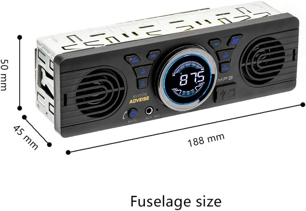 Compact AV252 Bluetooth Car Radio with Built-in Speaker & Multi-Device Support