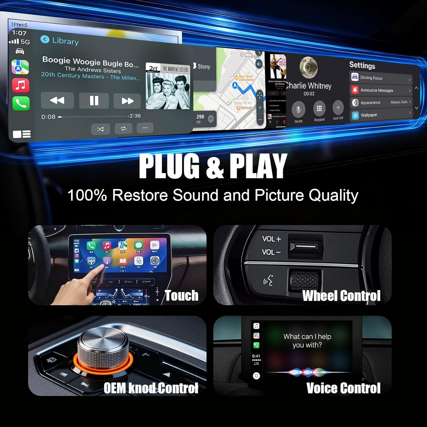 Wireless USB CarPlay Adapter Wireless Carplay Dongle For iPhone Apple Plug &Play