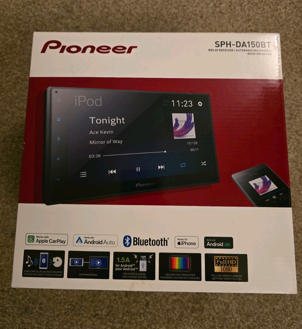 Pioneer SPH-DA150BT – 6.8″ Touchscreen CarPlay & Android Auto Bluetooth Stereo