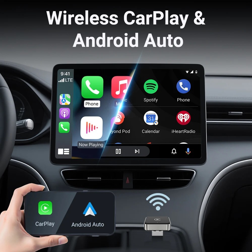 Wireless Carplay Android Auto Adapter USB Car Dongle Connect Box 2 in 1 Mini Box