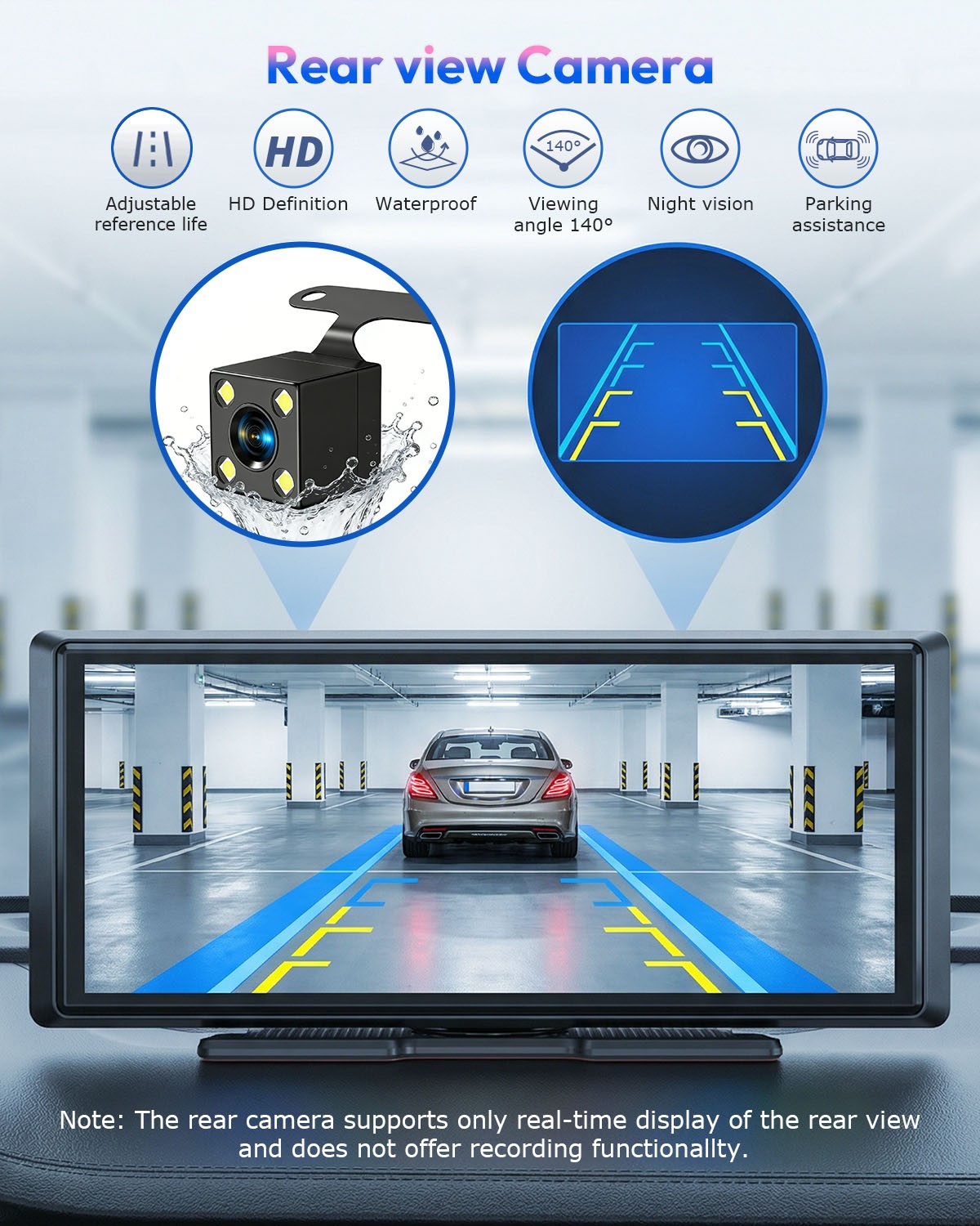 10″ Backup Camera Mirror Car Rear View Reverse Night Vision Parking System Kit