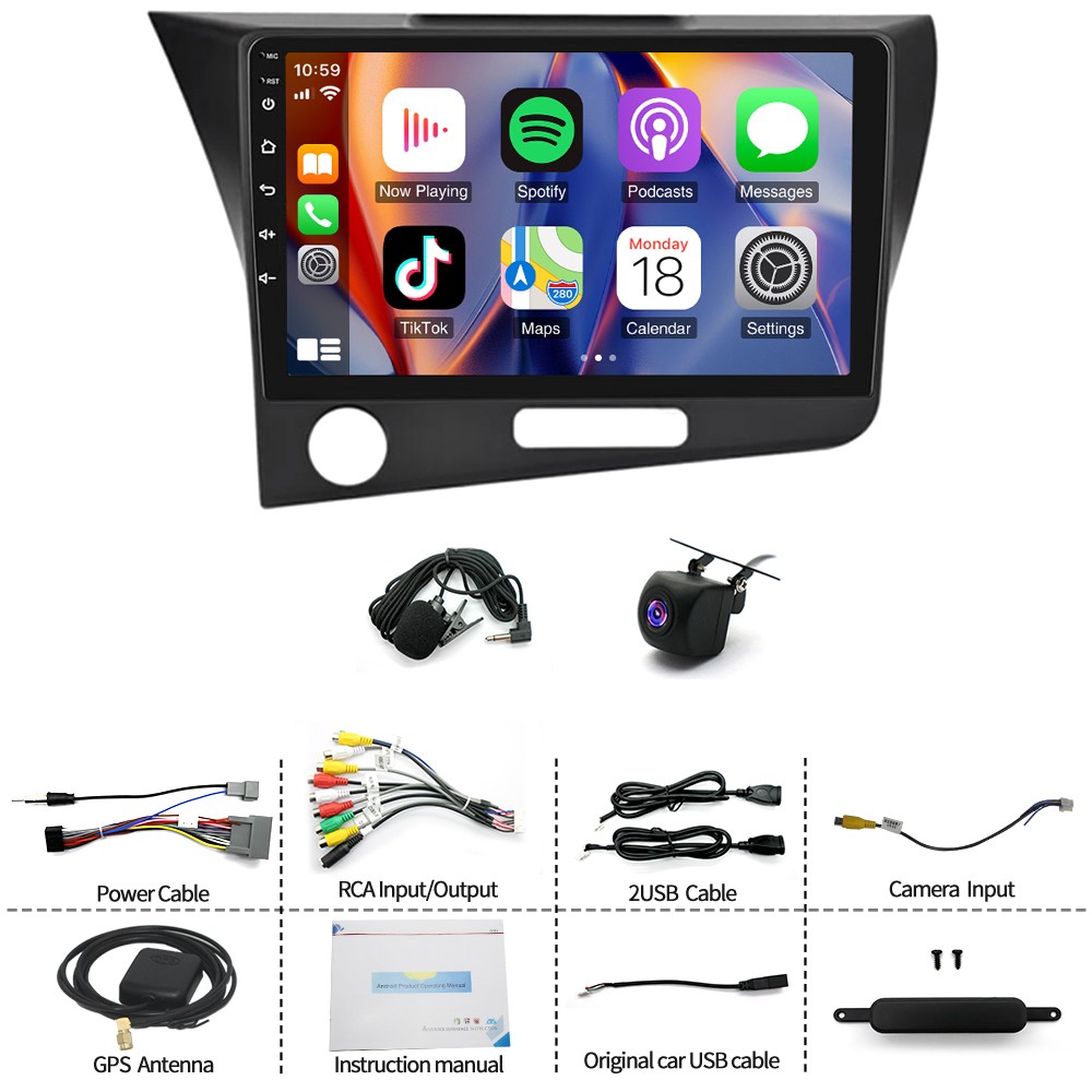 Android 15 CarPlay Stereo touch screen Radio GPS Navi For Honda CRZ CR-Z 2010-16