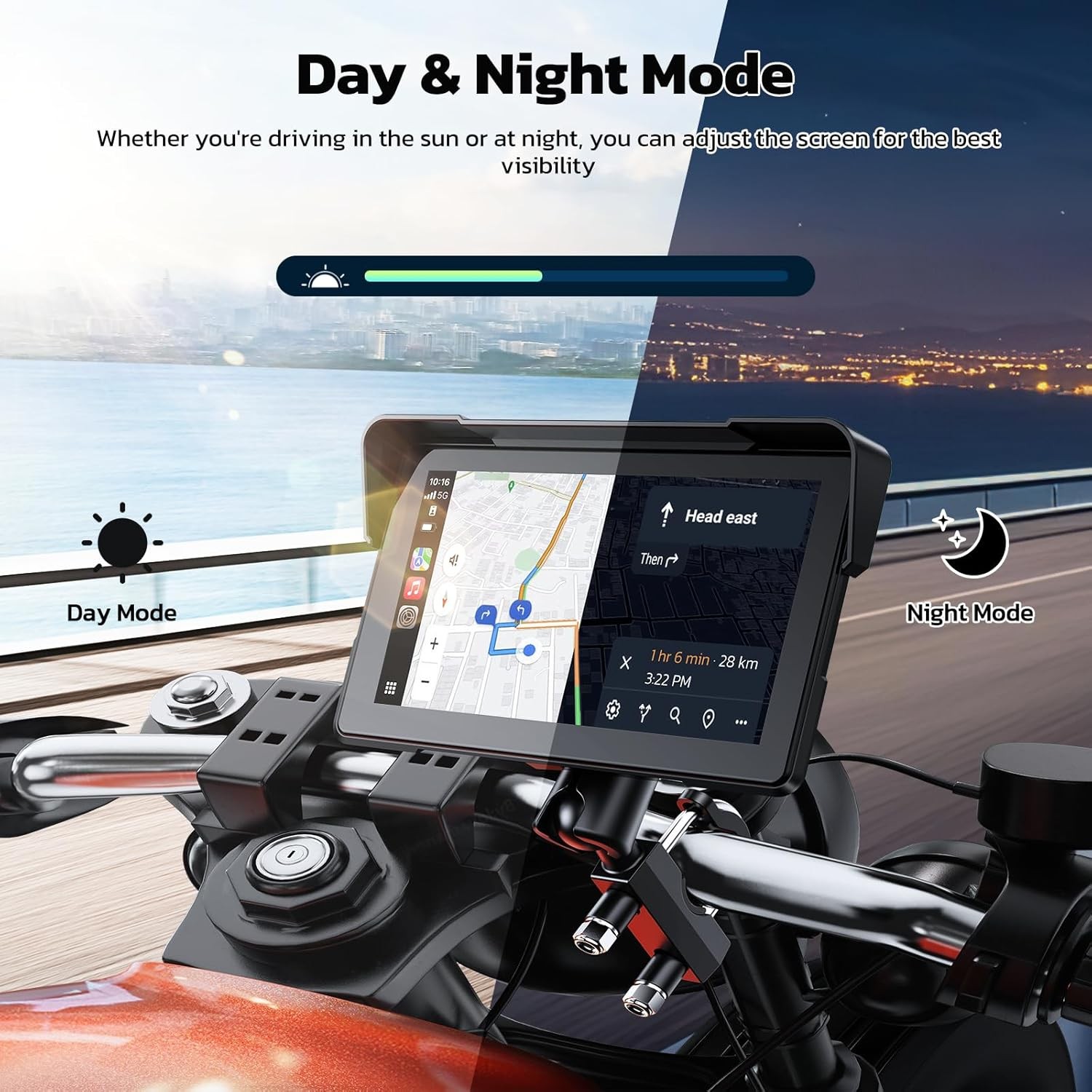 7″ Wireless CarPlay Android Auto Portable Screen Waterproof Motorcycle Navigator
