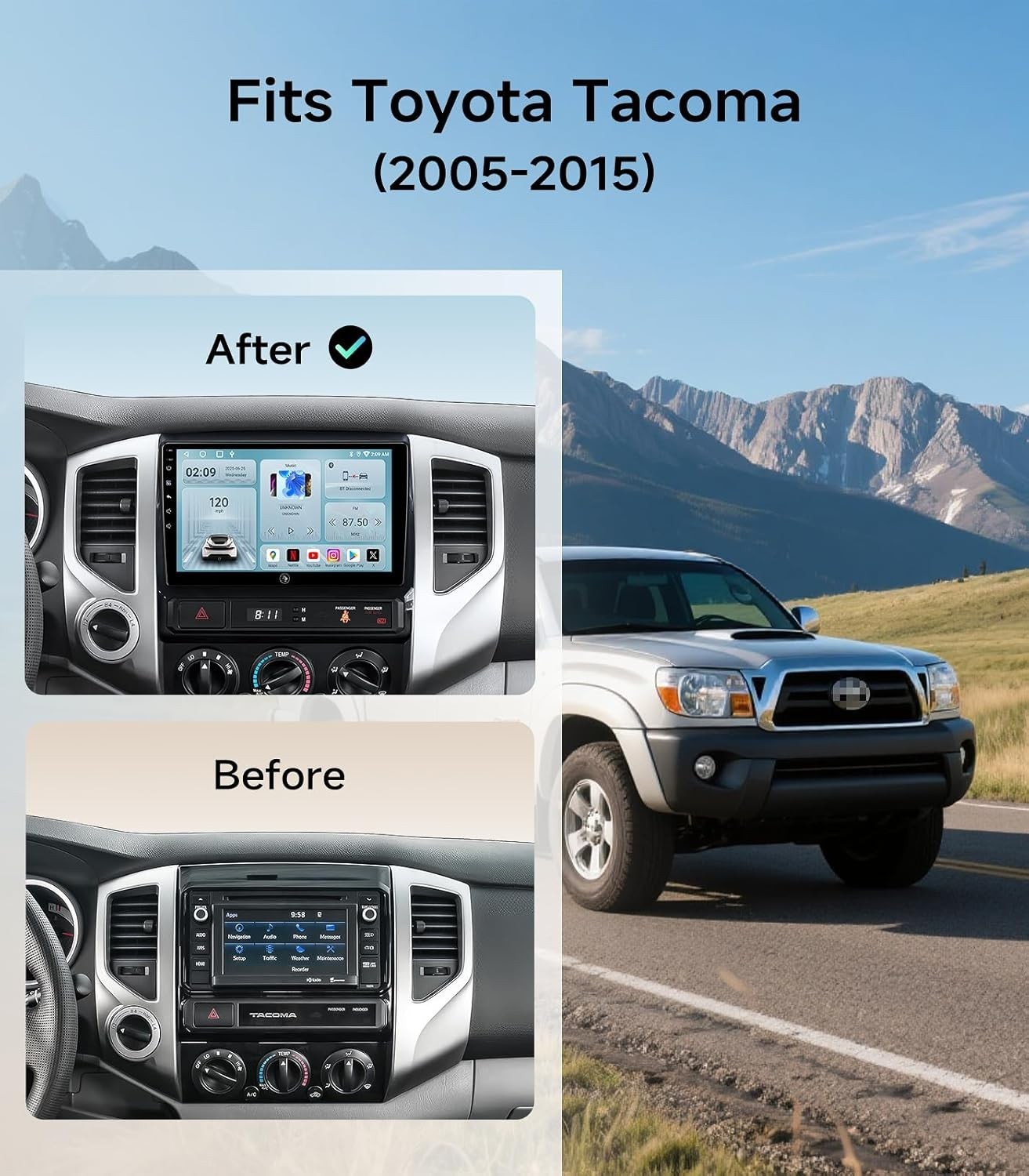 9″ Car Radio Stereo for Toyota Tacoma 2005-15 Wireless Head Unit 5G WiFi GPS NV