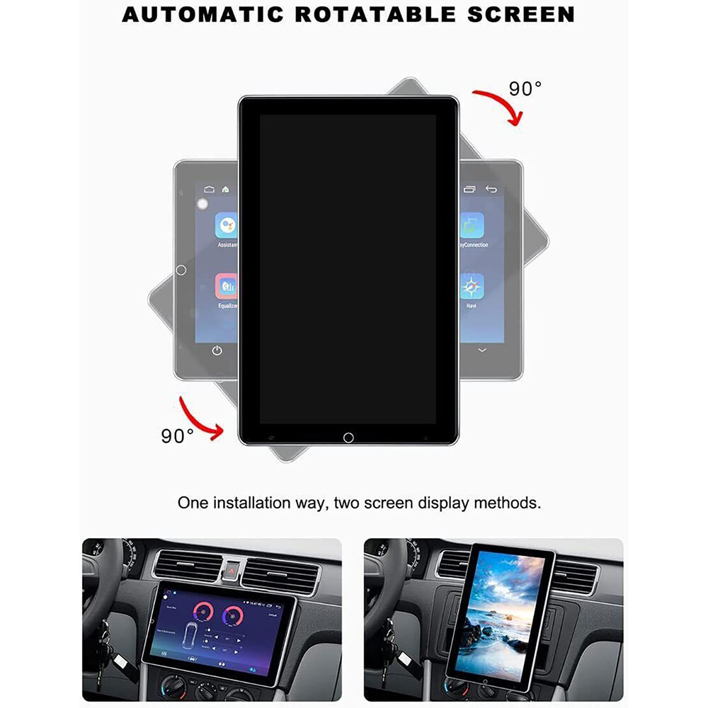 Double 2DIN Rotatable 10.1″ Android 13 Touch Screen Car Stereo Radio GPS Wifi BT