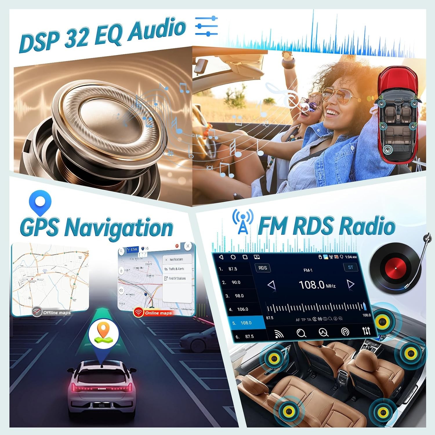 Car Stereo for Kia Optima 2013-2015 Wireless Apple CarPlay & Android Auto FM/RDS