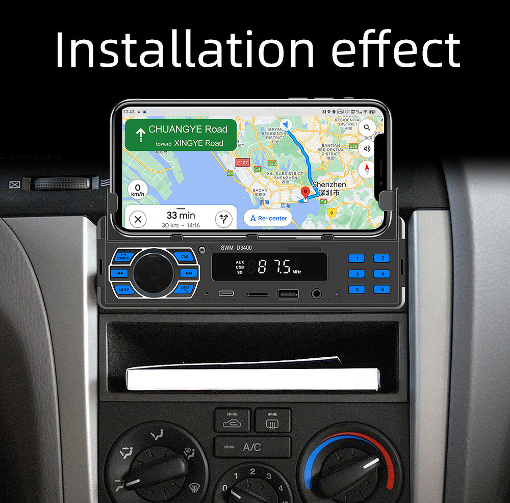 1DIN Car MP3 Player Stereo Radio Bluetooth In-Dash Digital Audio USB Positioner
