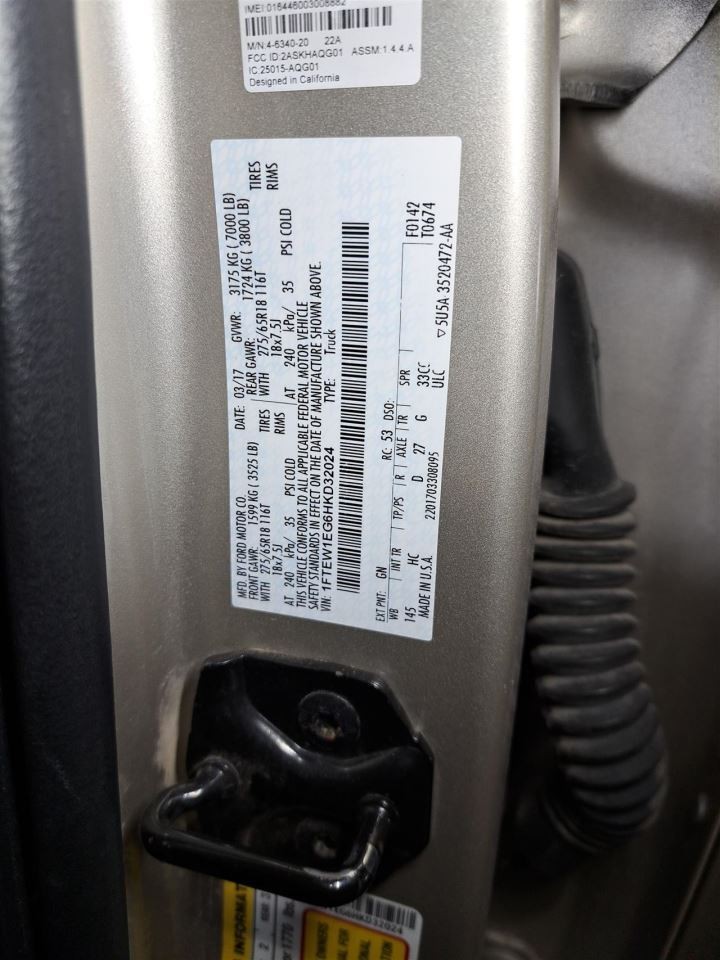 2017 F150 Control Panel,Hl3t18e243bdb Sku#4482260