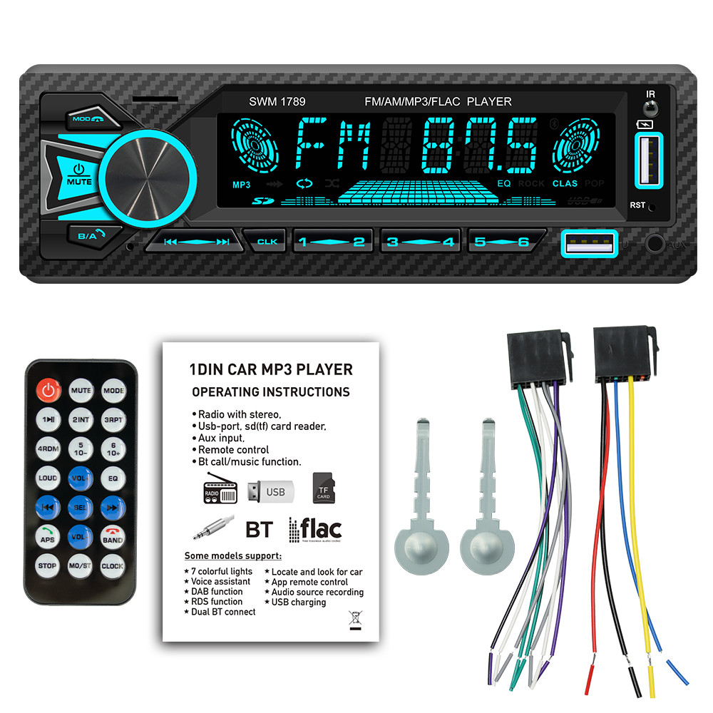 MP3 Player Car Stereo Radio BT In-dash Head Unit FM/AM/AUX W/USB Phone Charging