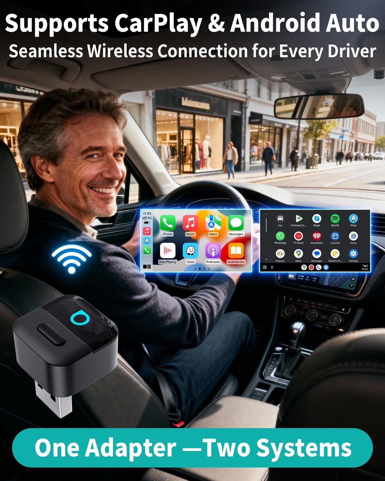 Ottocast Mini Pico Wireless USB Carplay Adapter Dongle Android Auto 5G WIFI AUTO