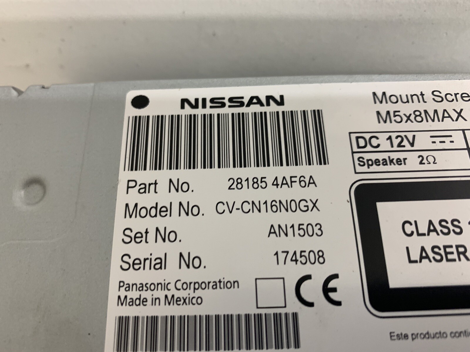 2017-2019 Nissan Sentra NON-NAV Radio Stereo w 5″ Screen 28185 4AF6A