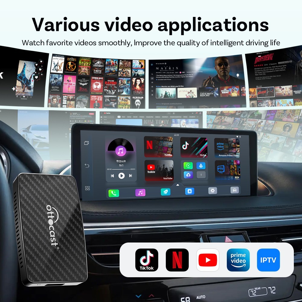 OTTO Multimedia Player AIBox Wireless Carplay & Android Auto YouTube & Netflix