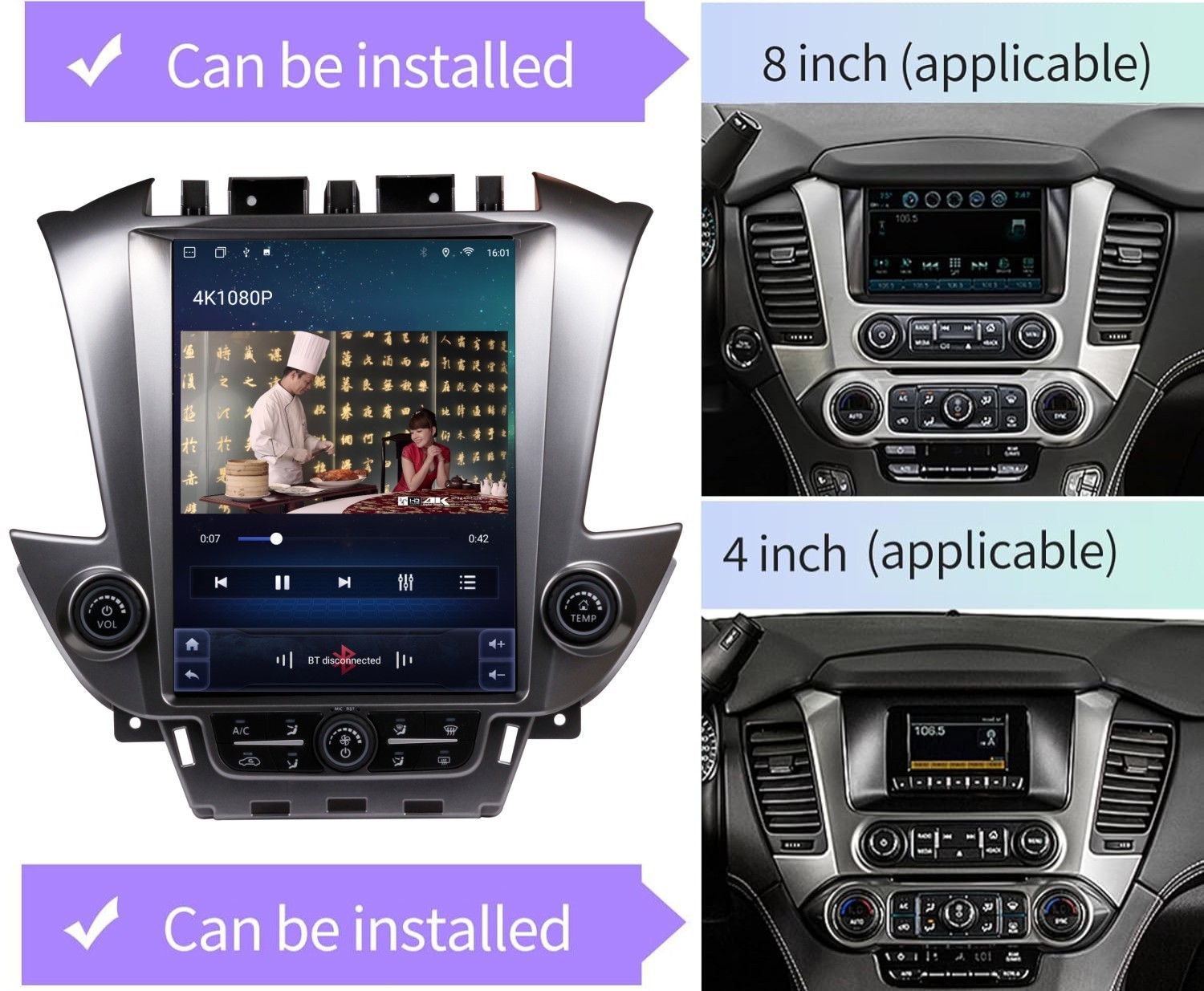Android12 Car Radio For Chevrolet Suburban Tahoe Gmc Yukon 2014-2020 GPS Tesla