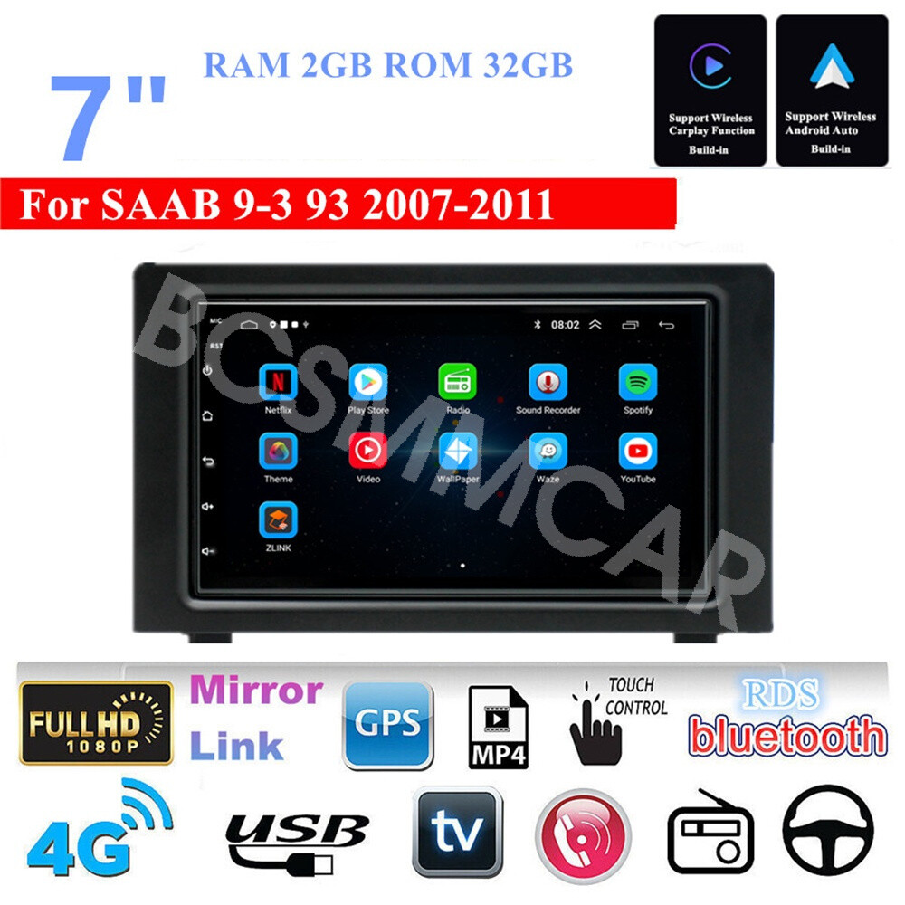 Double 2Din Car GPS Navigation Stereo DAB+ FM/RDS Fit For SaaB 9-3 2007-2011