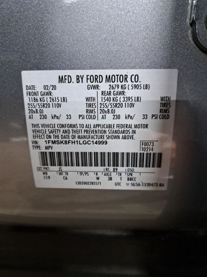 2020 Explorer Control Panel Sku#4341219