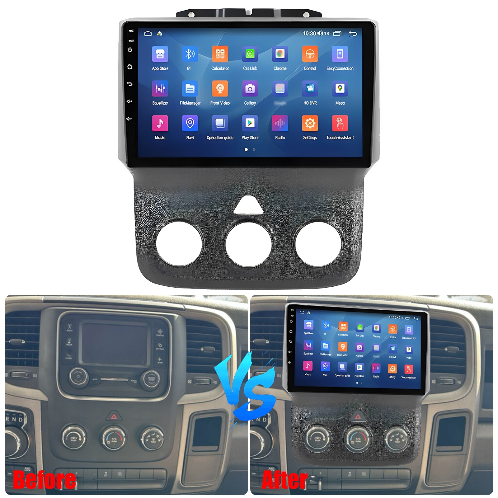 Car Radio Stereo Fit For Carplay For 2013-18 Dodge Ram 1500 2500 3500 Android 13