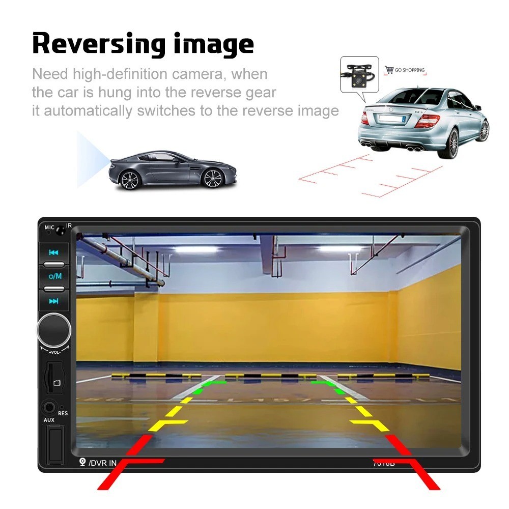 Podofo 7″ 2 Din Car Stereo Bluetooth Touch Screen Mirror Link Multimedia Player