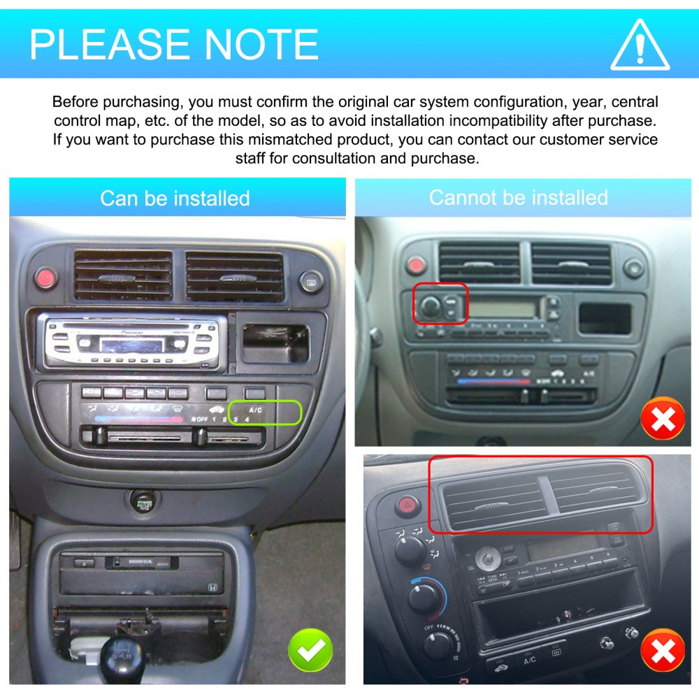 Android 15 Apple Carplay Car Stereo Radio GPS Navi For 1995-2000 Honda Civic