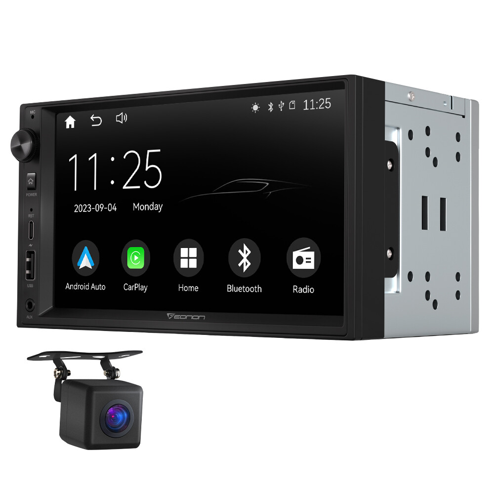 Double Din 7″ Car Stereo Android/Apple Carplay Radio Touch Screen Player+ Camera