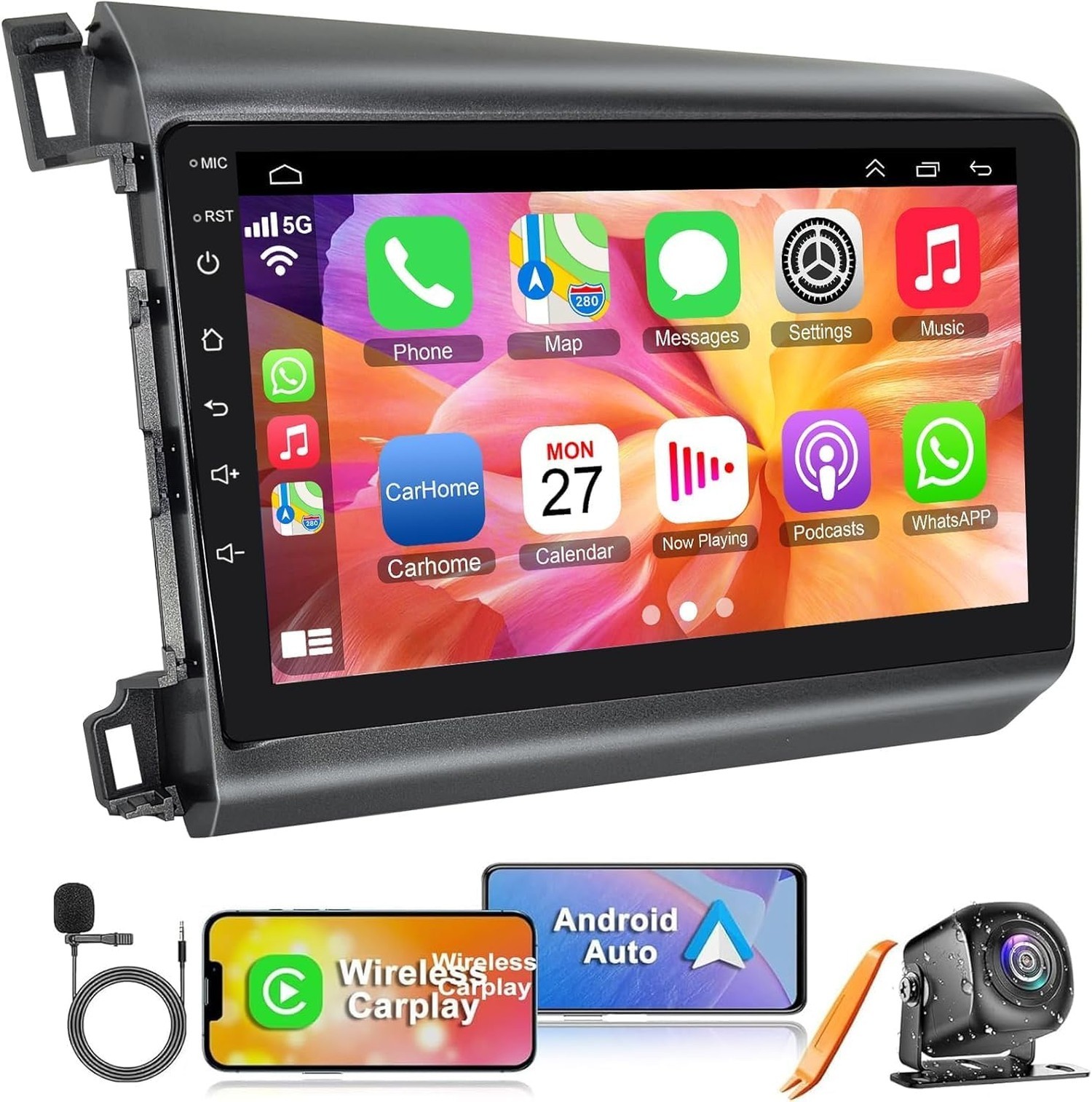 9″ Car Radio For Honda Civic 2012-2015 Wireless CarPlay Android Auto 4GB+64GB