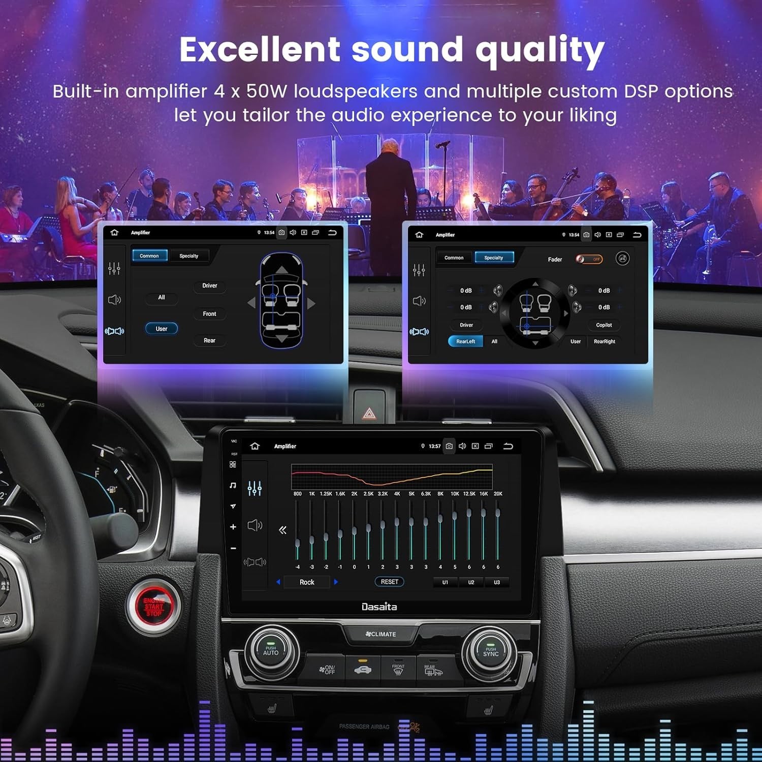 Dasaita 9″ Car Stereo for Honda Civic 2015-2022 with Carplay Android Auto 4+64G