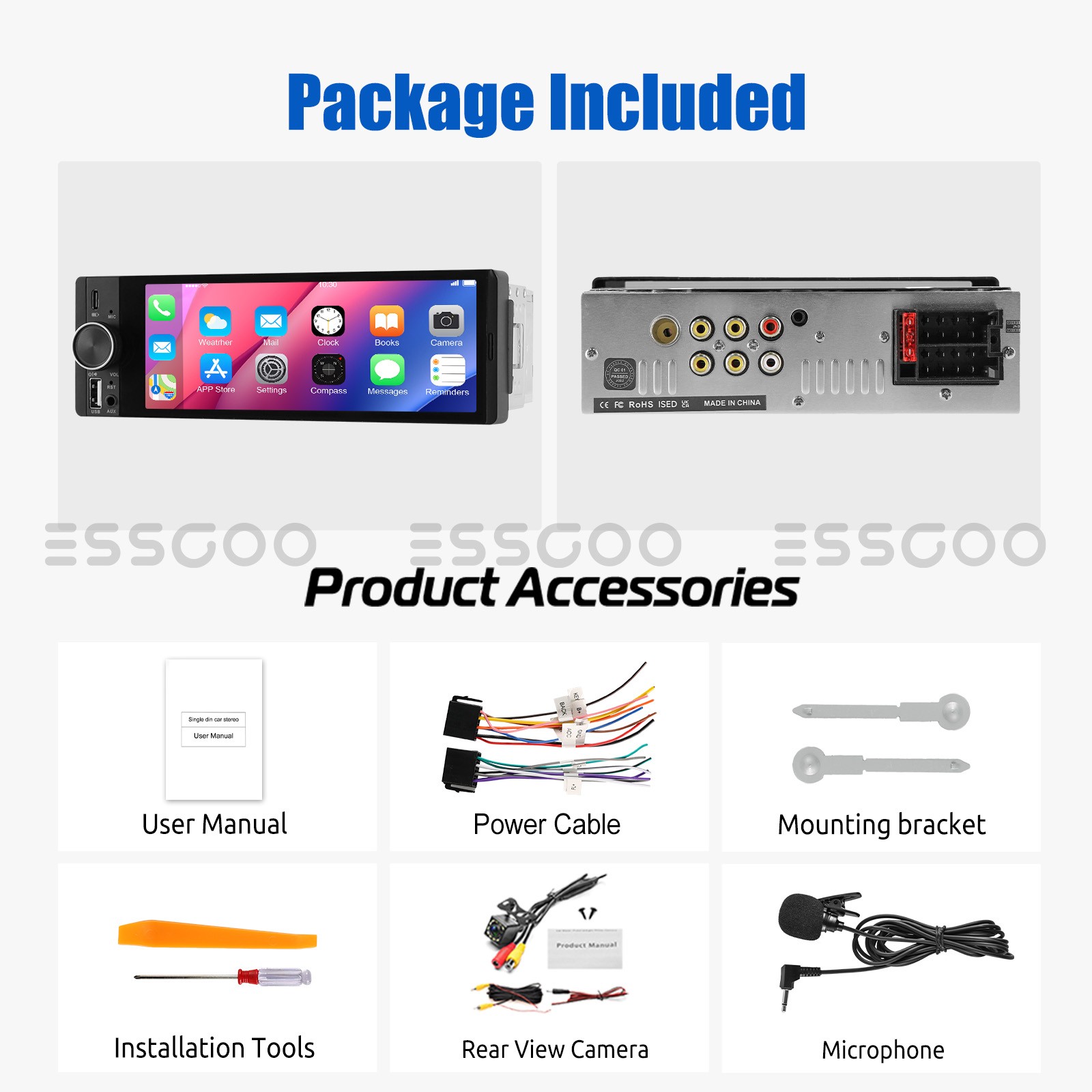 7″ Car Radio For Apple Carplay Android Single 1Din Touch Screen Stereo Bluetooth