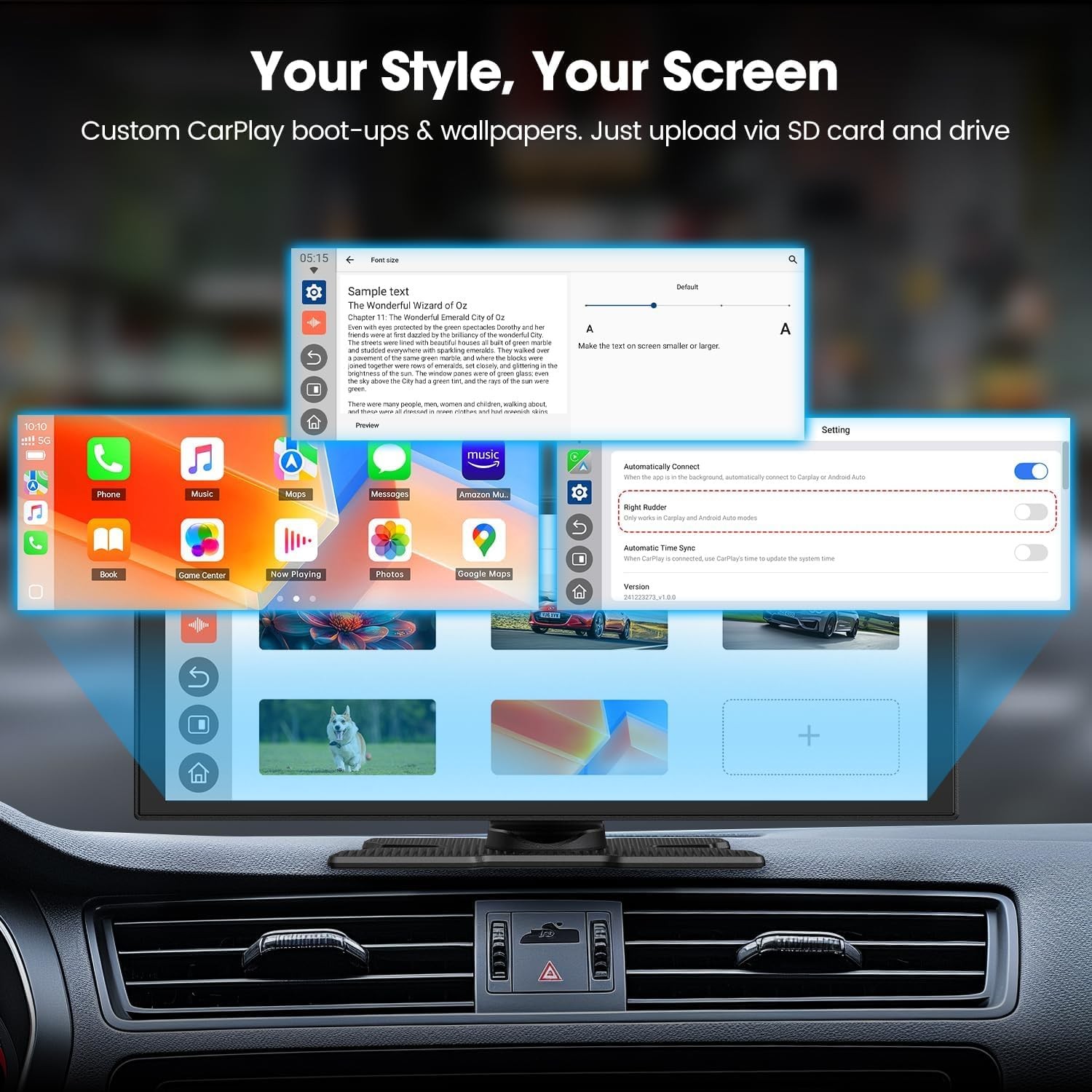 10.25″ Touch Screen Car Stereo Apple CarPlay Android Auto Portable with Net-Flix