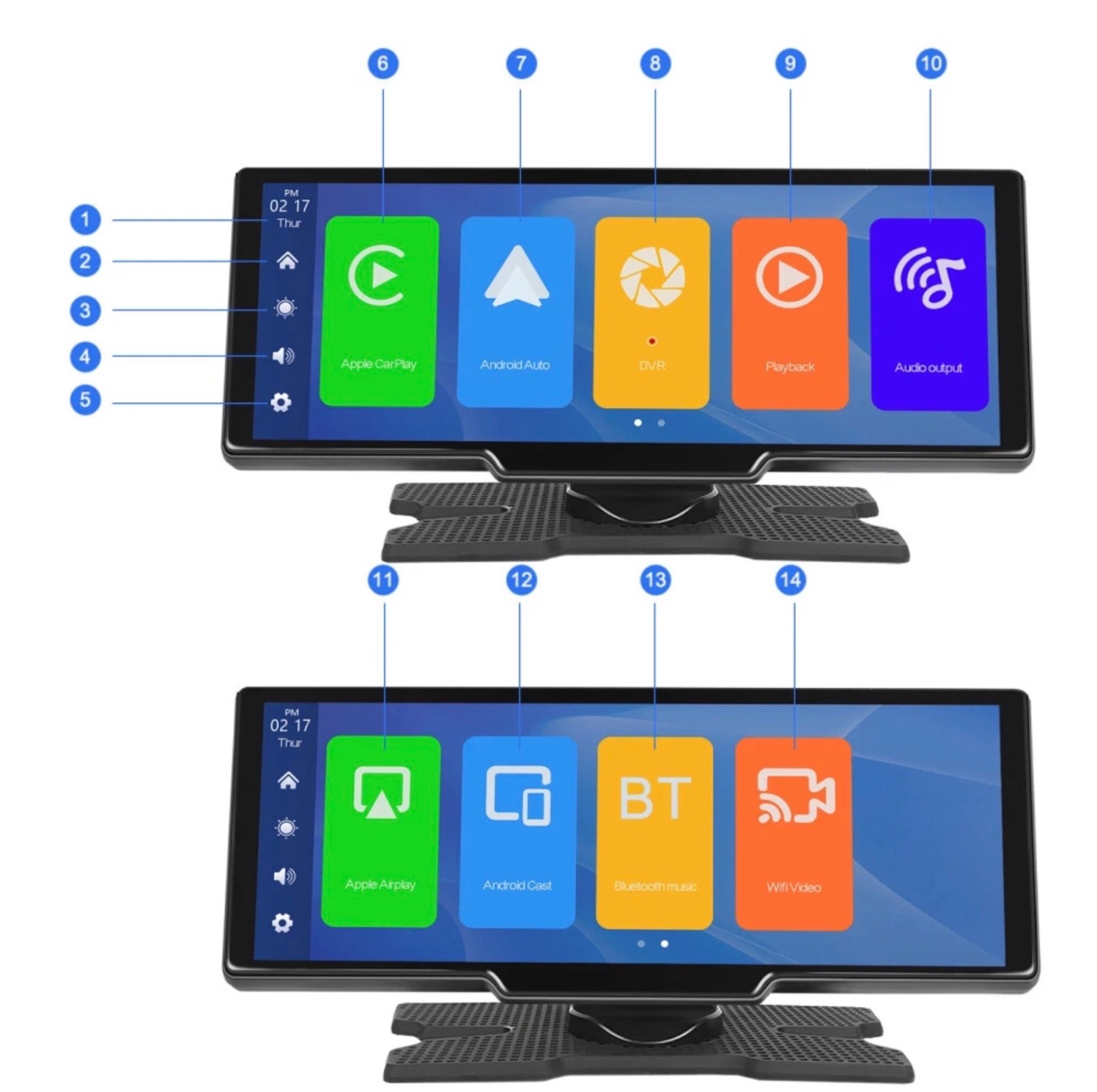 Touch Screen Wireless Apple CarPlay Android Auto DVR Dash Cam And Reverse Camera