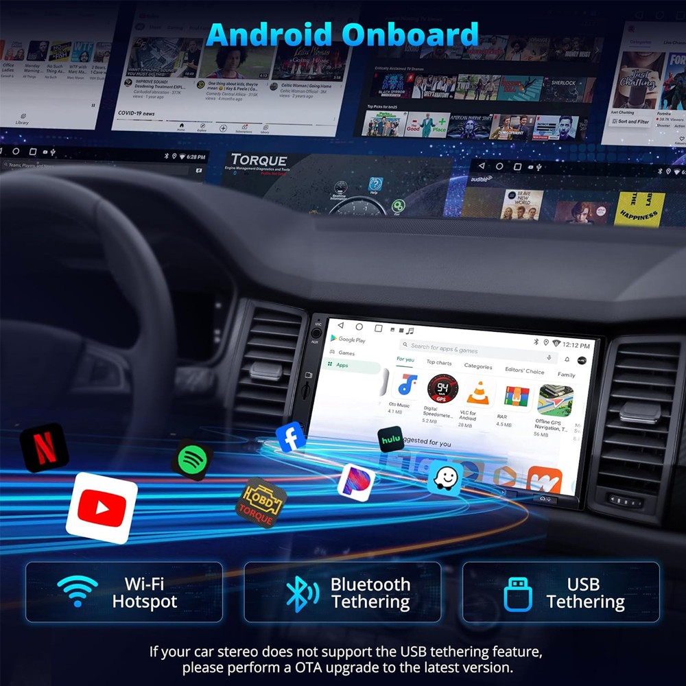 ATOTO F7WE 7″ Double DIN GPS Car Stereo Wireless Android Auto &CarPlay,Bluetooth