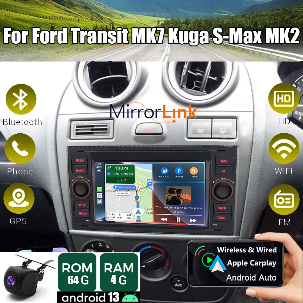 64G WIRELESS APPLE CARPLAY FOR FORD TRANSIT MK7 CAR RADIO STEREO GPS NAVI
