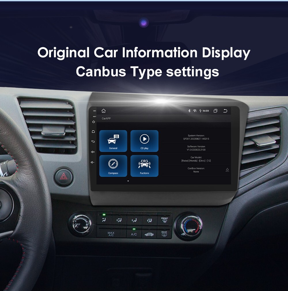 9″ For Honda Civic 2012-2015 Car Carplay Radio GPS DSP WiFi Head Unit 8GB+128GB
