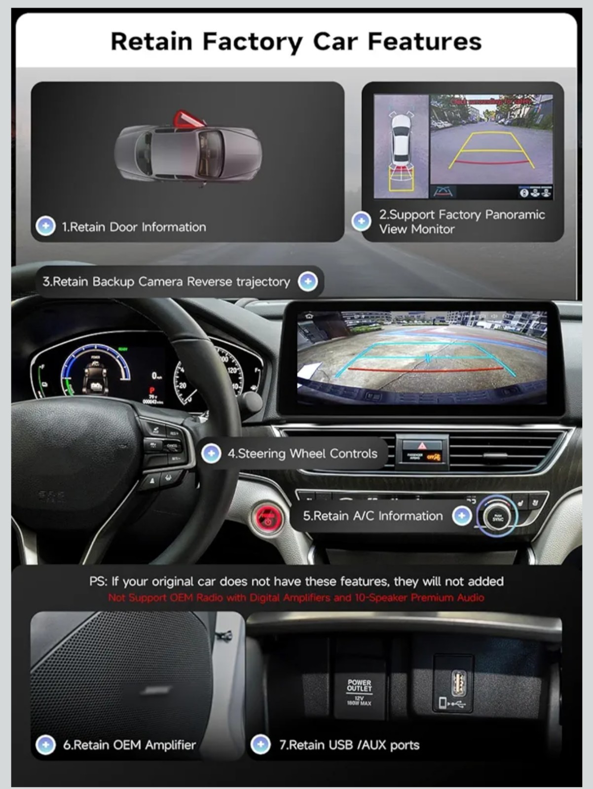 Roadanvi 6G+128GB Android 14 12.3″ Stereo for Honda Accord 2018-2021, 2K Qled TS