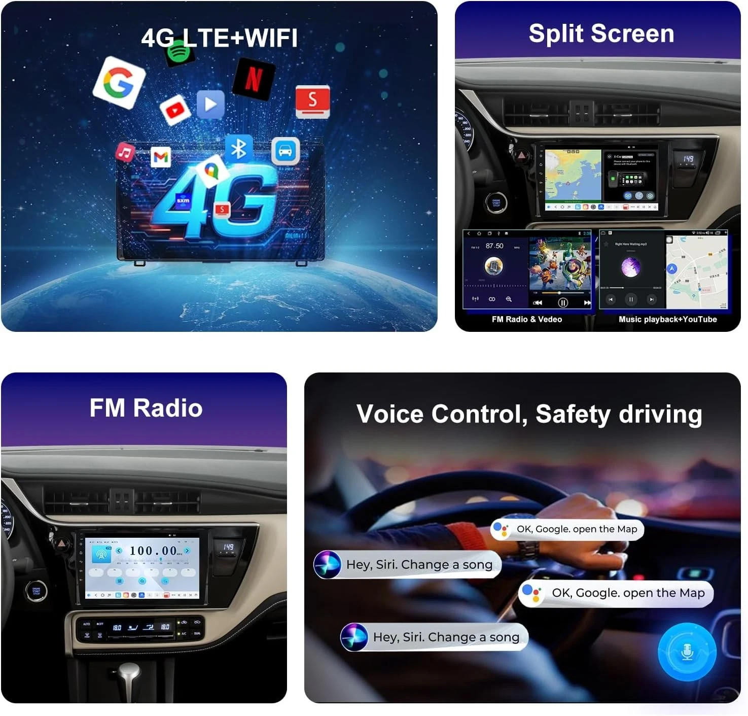 QLED Radio for Toyota Corolla tacoma 2017 2018 2019 Upgrade,Touch Screen Stereo