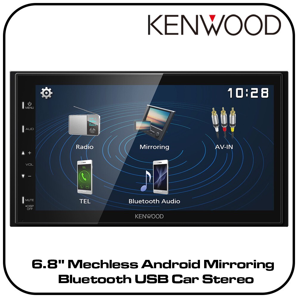 Kenwood DMX129BT – 6.8″ Mechless Android Mirroring Bluetooth USB Car Stereo