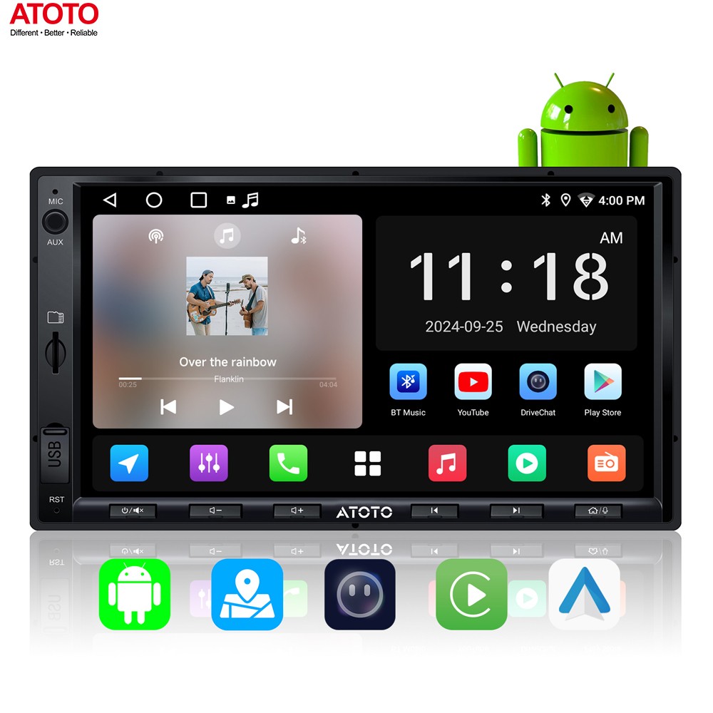 ATOTO A5L OBDII Android GenAI Car Stereo GPS Navi 24B EQ on Dash DVR+Rear Camera