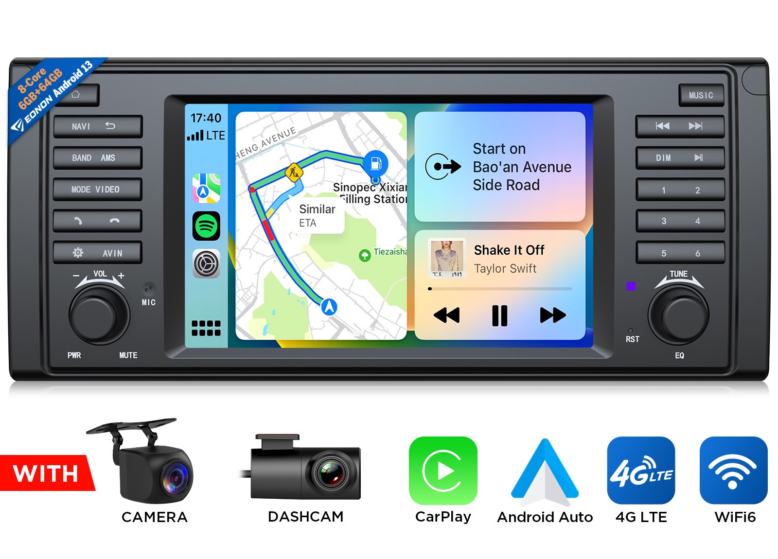 Android 13 8-Core 7″ Car GPS Stereo Radio CarPlay DSP 4G Touchscreen for BMW E39