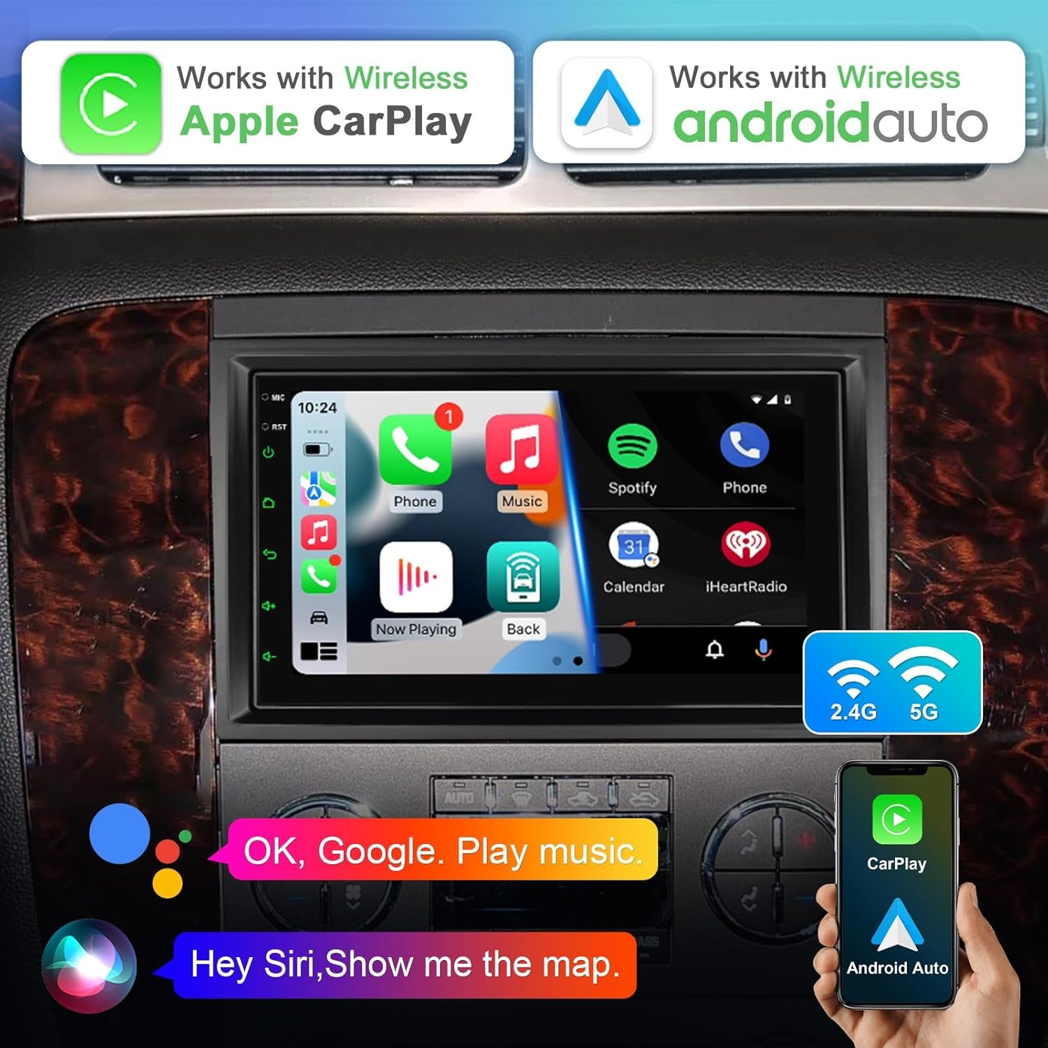 Car Stereo for Chevy GMC Buick Hummer Wireless CarPlay & Android Auto Dual WiFi