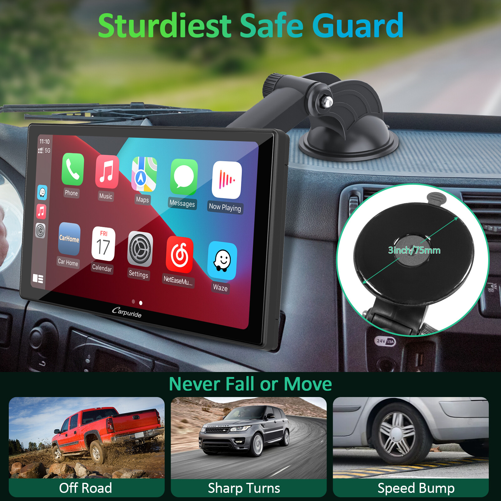 Carpuride 9 Inch Wireless Carplay & Android Auto Car Play Mirror Link Bluetooth