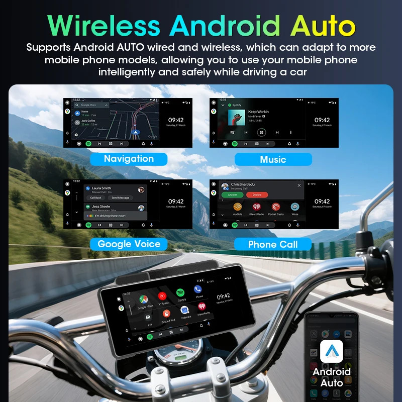 Janstie New Motorcycle CarPlayGPS Portable Digital Moto Dashboard Display Screen