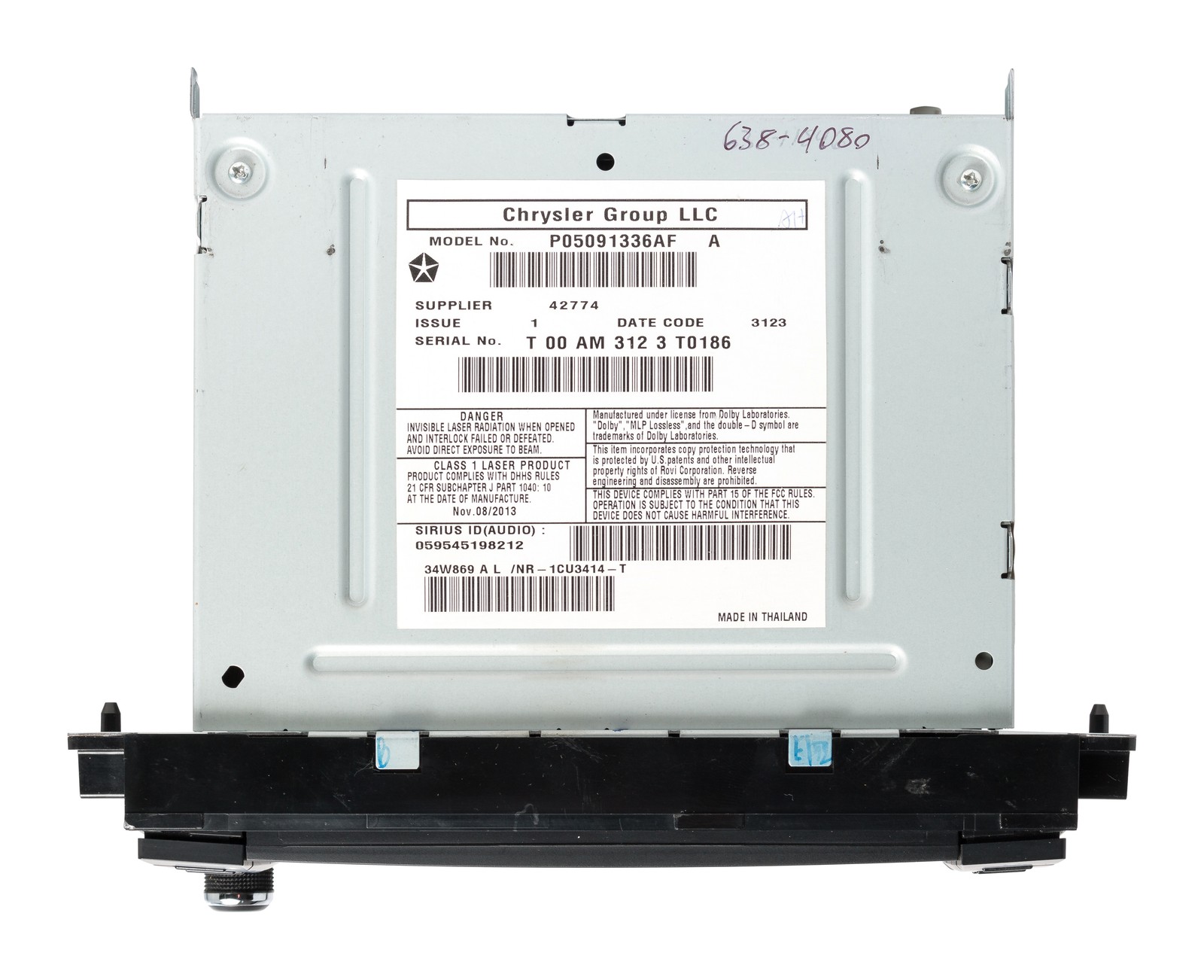 2013-17 Jeep Patriot AM FM Receiver Single-Disc CD Player MP3 P05091336AF RHB
