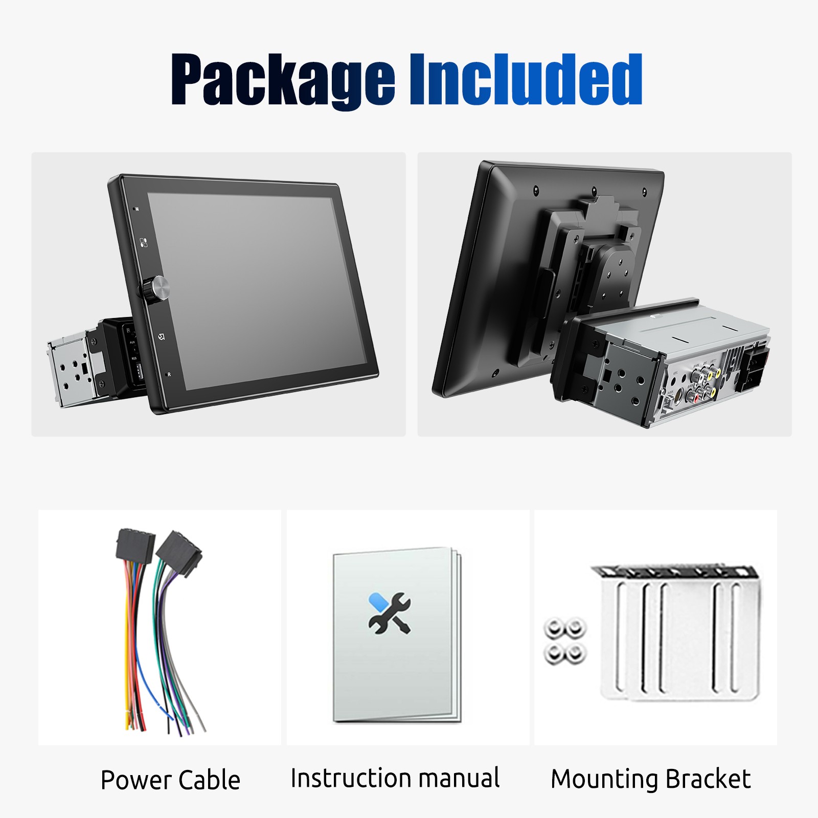 10” Rotatable Car Stereo Wireless CarPlay Android Auto Head Unit Single DIN TF